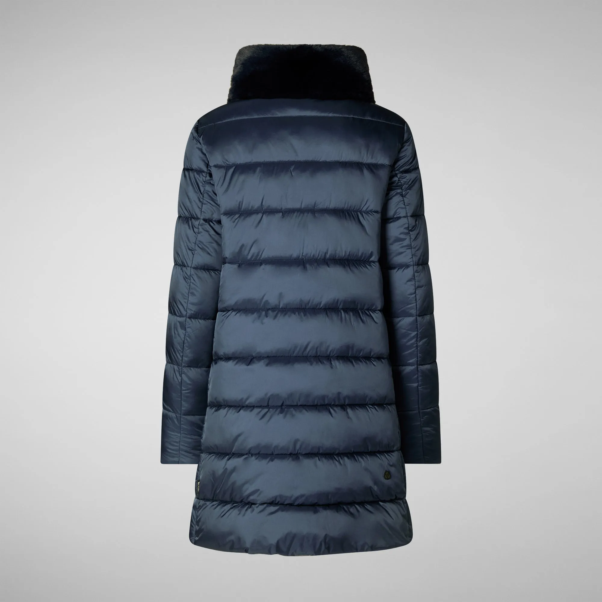 Women's Animal free Puffer Coat Dalea with Faux Fur Collar in Night Blue