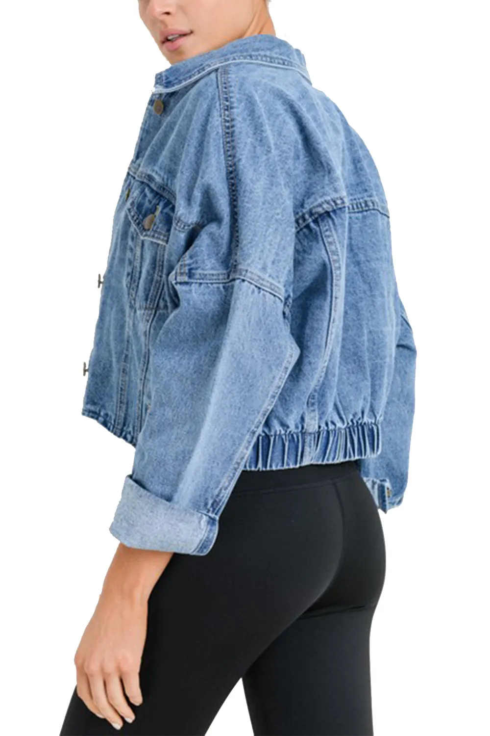 Womens Raw & Ribbed Crop Denim Jacket Best Seller!