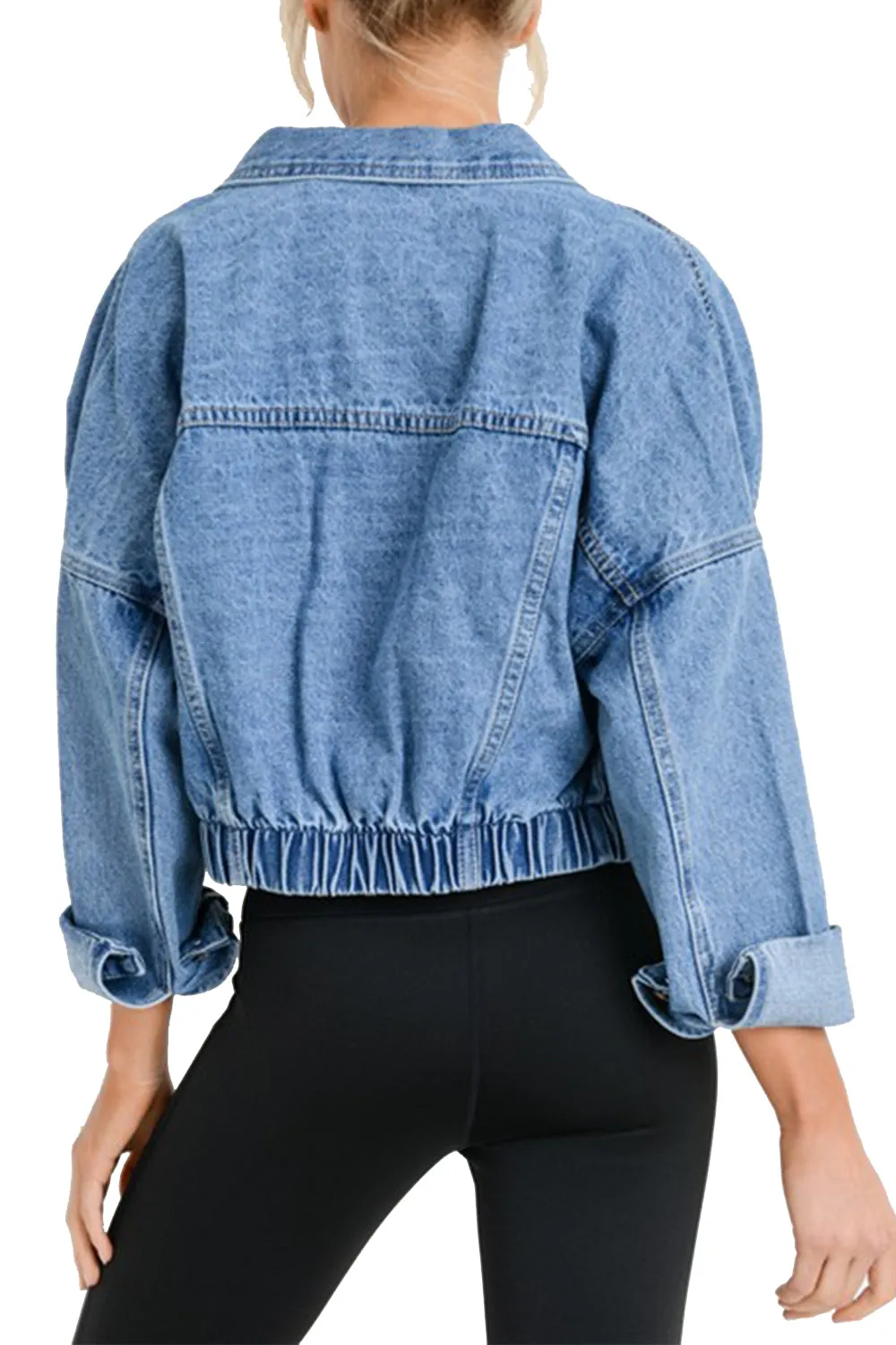 Womens Raw & Ribbed Crop Denim Jacket Best Seller!