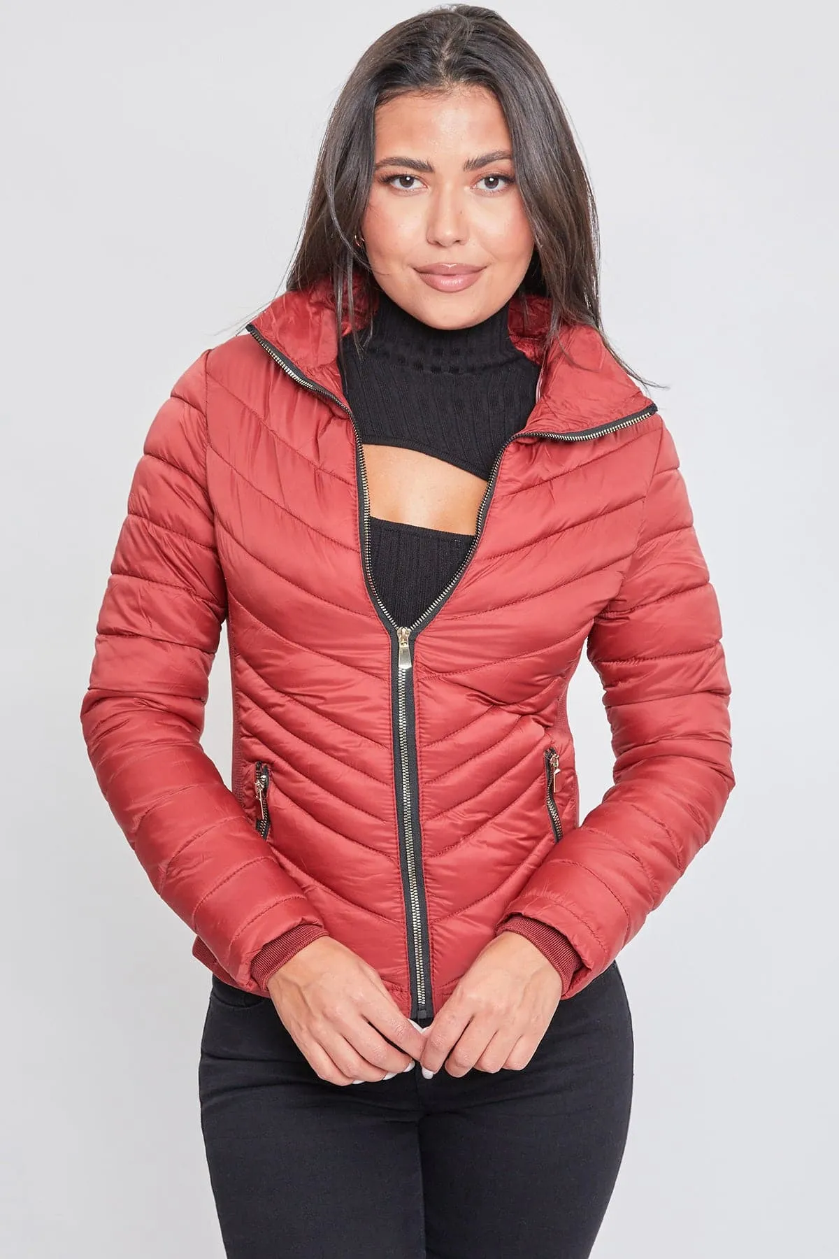 Women's Winter Puffer Jacket With Sherpa Fur Hoodie