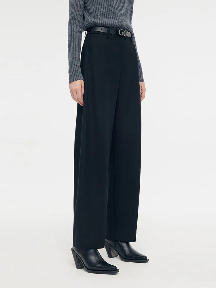 Wool Blend Women Full Length Pants