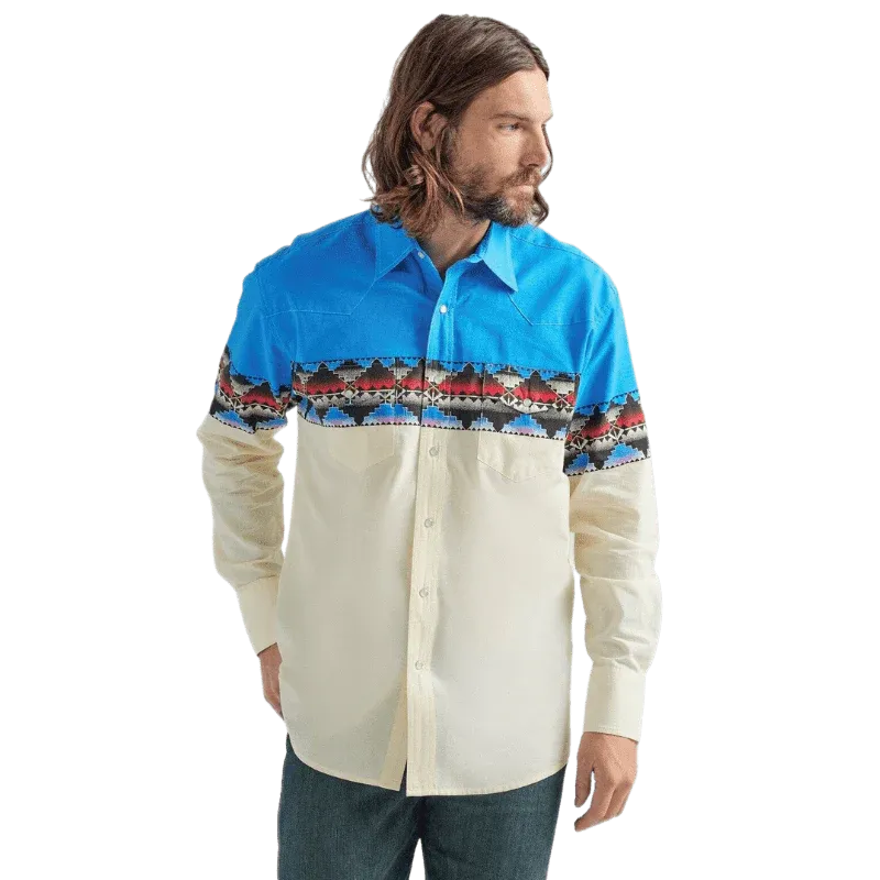 Wrangler Men's Checotah Multi Long Sleeve Western Snap Shirt