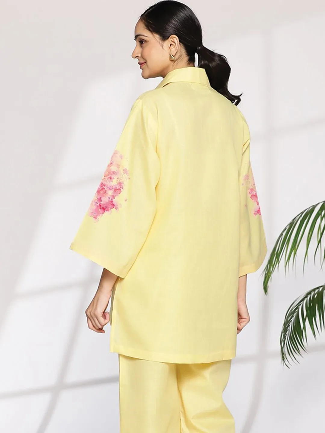 Yellow CottonSlub ShirtTop - Oriana